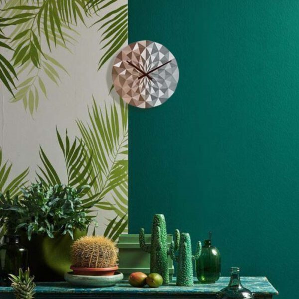 鑽影時光 幾何掛鐘 玫瑰金x銀 空間展示 Diamond Geometry Wall Clock – Rose Gold & Silver Wall Display