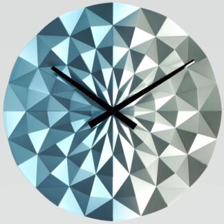 鑽影時光 幾何掛鐘 海洋藍x銀 正面視圖 Diamond Geometry Wall Clock – Ocean Blue & Silver Front View