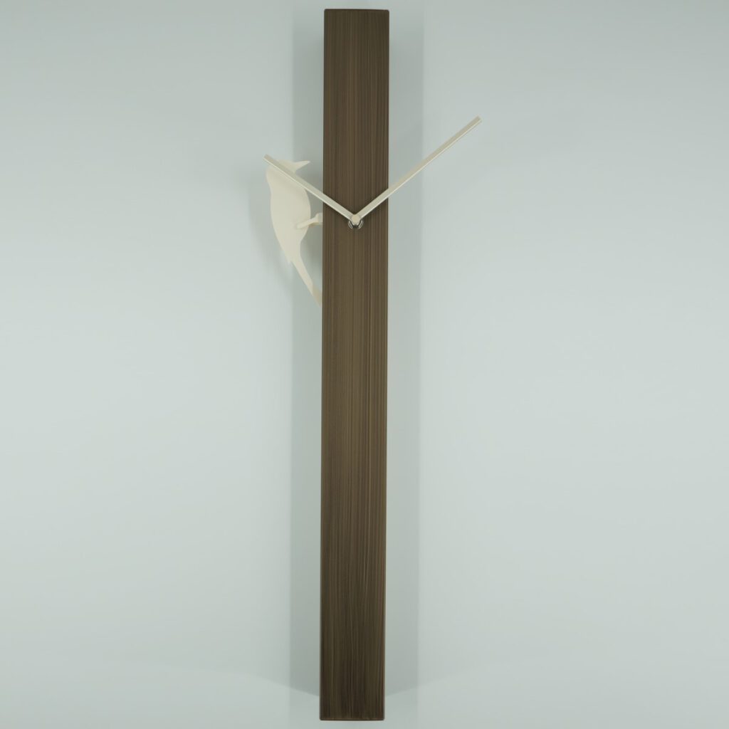 啄動時光木紋時鐘 Pecking time pillar clock woodgrain
