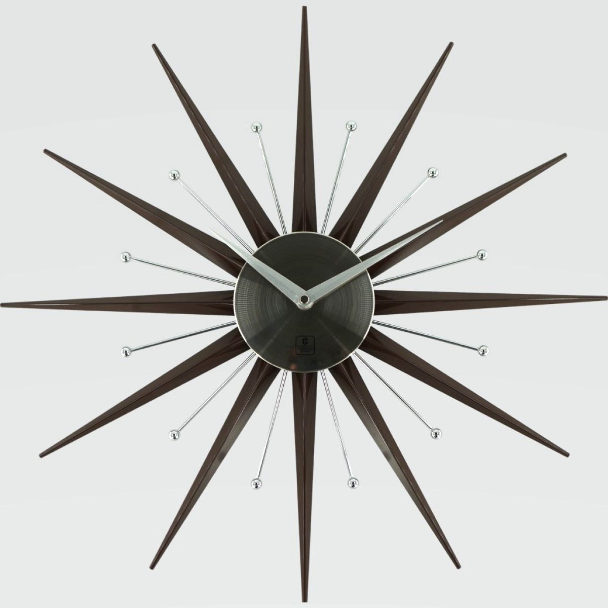 旭日時光 Sunburst 掛鐘 胡桃木 銀色裝飾 Sunburst Wall Clock – Walnut with Silver Accents