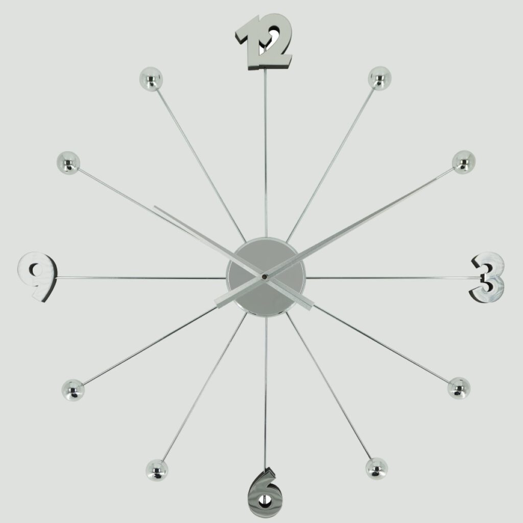 放射時光60時鐘 Radiant time 60cm silver ball clock
