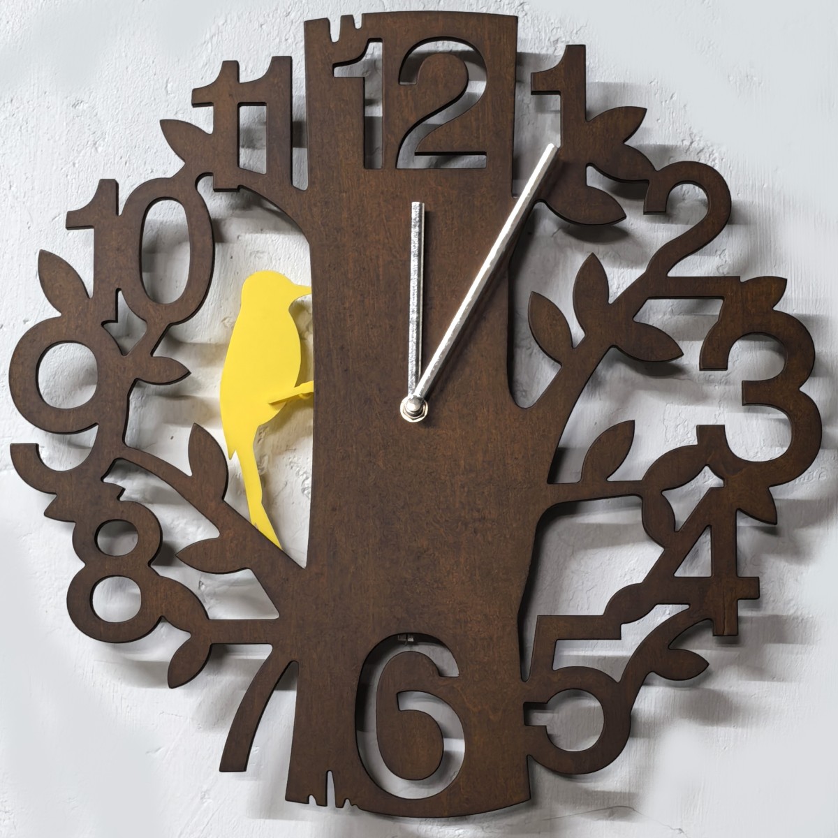 森音時光掛鐘 自然樹木造型 啄木鳥 Forest Echo Wall Clock – brown Tree & Woodpecker Design